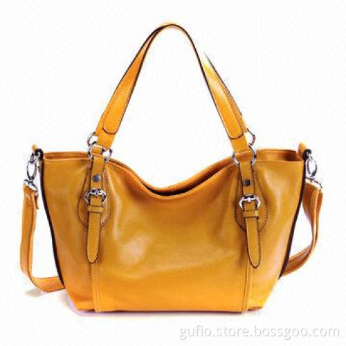 Leather Shoulder Bags with First Layer Cow Leather Shell, Cut Tim Belt and Shiny Color